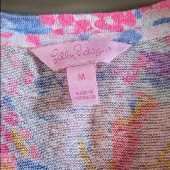 Lilly Pulitzer Inara Linen Top | Paradise Pink Bohemian Beach Starfish | Size M - Picture 6 of 7